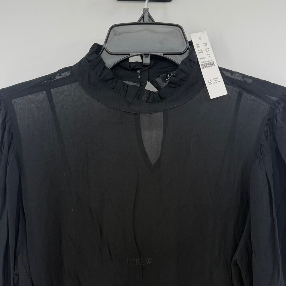 J. Crew Women's Ruffleneck top in chiffon - Black - Small - New with tags - Picture 2 of 12